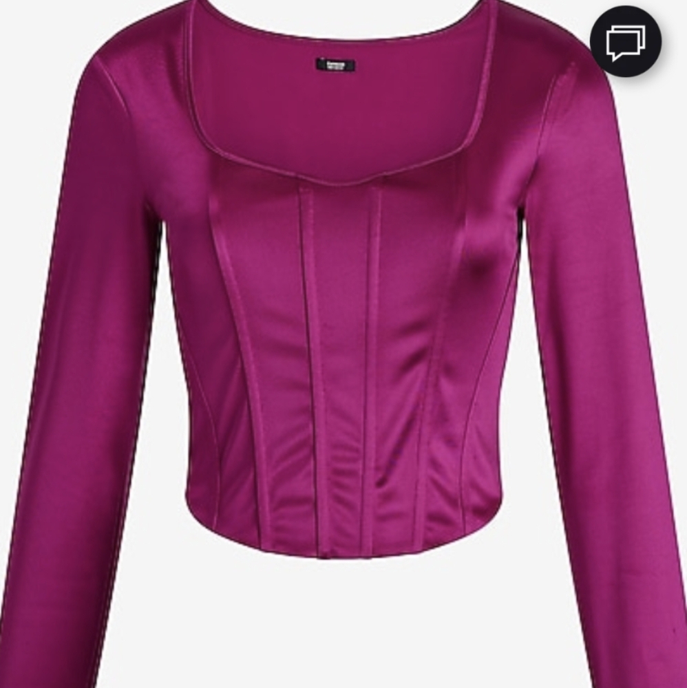 Express Body Contour High Compression Square Neck Long Sleeve Tee; New